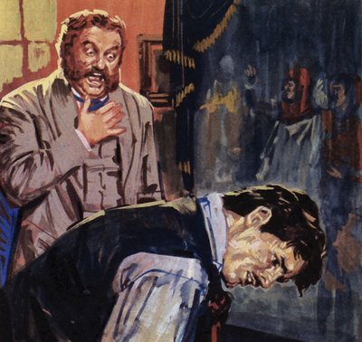 Amikor Eugene Delacroix bemutatta festményét Guerinnek, a művész megdöbbent (színes litográfia). alkotó: Luis Arcas Brauner