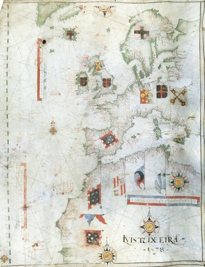 Portolan térkép Nyugat-Európa és Észak-Afrika, 1578 alkotó: Luis Teixeira