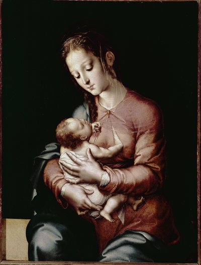 A Szűz és a Gyermek (olaj, tábla, 1565 körül) alkotó: Luis de Morales