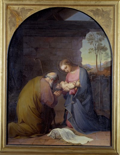 Jézus imádása (Jézus és Mária imádja Jézust) Luisa Mussini Piaggio (1830-1865) festménye Méret: 109x81 cm Genes, Galleria d
