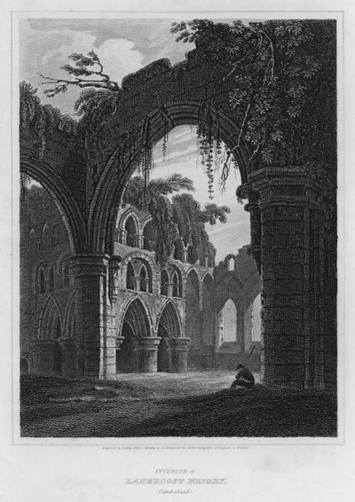 A cumberlandi Lanercost Priory belseje (metszet) alkotó: Luke (after) Clennell