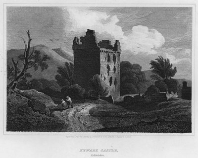Newark kastély, Selkirkshire (metszet) alkotó: Luke (after) Clennell