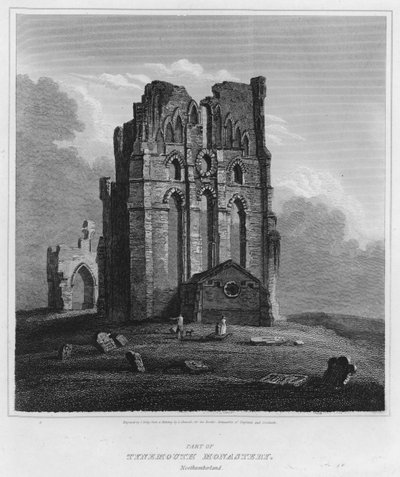 A Tynemouth kolostor része, Northumberland (metszet) alkotó: Luke (after) Clennell