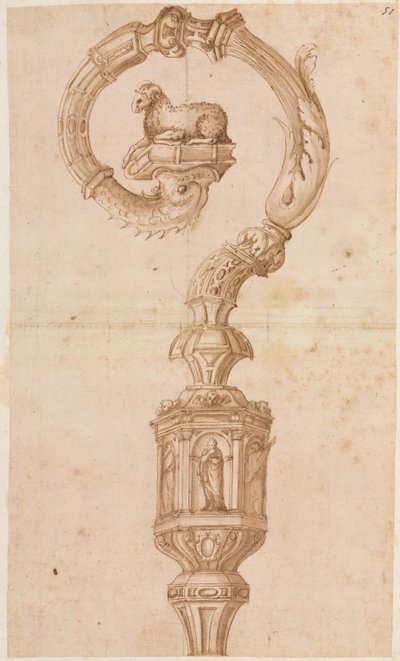 Tervezés egy Crozierhez, 1500-as évek közepén. alkotó: Luzio Romano