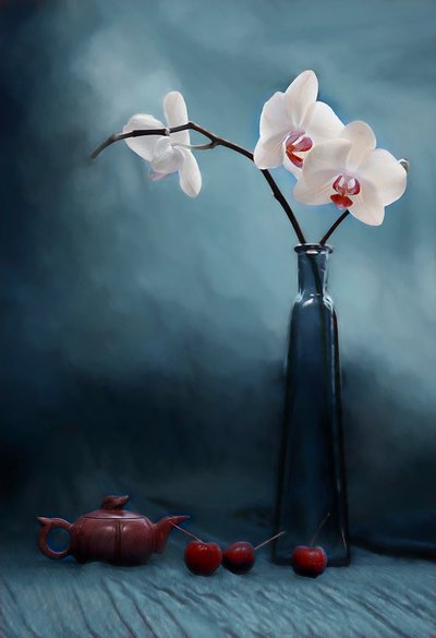 Orchideák, tea és cseresznye alkotó: Lydia Jacobs