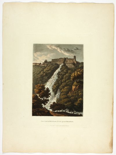 A mecénási Cascatelle és istállók, harmincharmadik tábla Róma romjaiból alkotó: M. Dubourg
