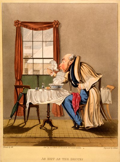 Meleg, mint a Deuce!, George Hunt nyomata, 1827 (kézzel színezett metszet) alkotó: M. Egerton