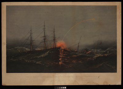 A Sabine amerikai fregatt, amerikai tengerészgyalogosok zászlóaljának kimentése a Kormányzó szállítóhajóról. 1861. november 2-án Dél-Karolina partjainál (litográfia, színezett) alkotó: M. F. H. De & Parsons Charles Haas