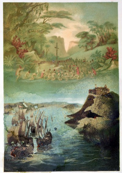 Az indiai lakosság evangelizációja és Kolumbusz Kristóf (1451-1506) utazása 1892 alkotó: M. Houssot