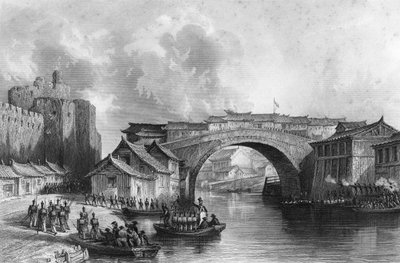 Ching-keang-foo Zhenjiang nyugati kapuja, Kína, 1842. július 21. c1857. alkotó: M. J. Starling