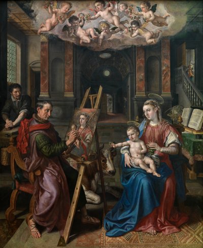 Szent Lukács a Szűz festménye alkotó: Maarten de Vos