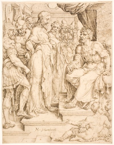 Krisztus Heródes előtt alkotó: Maarten van Heemskerck