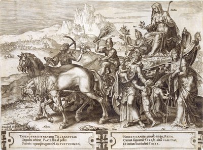 Alázatosság, 7. tábla az "Emberi dolgok nyomorúsága"-ból, 1564. alkotó: Maarten van Heemskerck