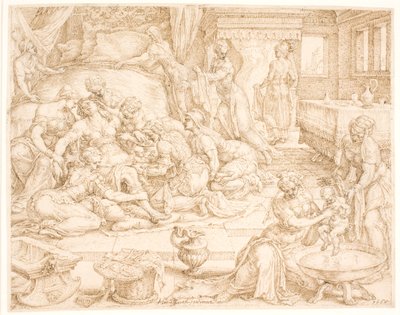 Tamar megszülte Farezog Jarah-t alkotó: Maarten van Heemskerck