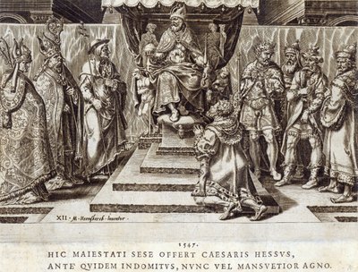 Fülöp, Hesen földgrófjának beadványa 1547-ben, 12. tábla „V. Károly császár katonai eredményeiről”, vésette Dirk Volkertsz Coornhert (1522-90), 1555 (metszet és rézkarc) alkotó: Maarten van Heemskerck