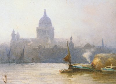 Szent Pál templom a Temze felől (akvarell, papír) alkotó: Mabel Catherine Robinson