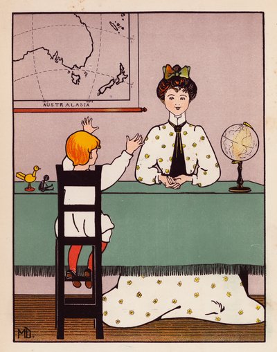 ""Geográfiának kellene hívnom", mondta" (színes litográfia) alkotó: Mabel Dearmer
