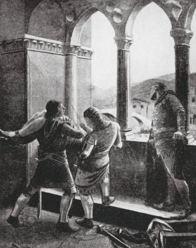 Don Juan infáns meggyilkolása (litográfia) alkotó: Macario Marcoartu