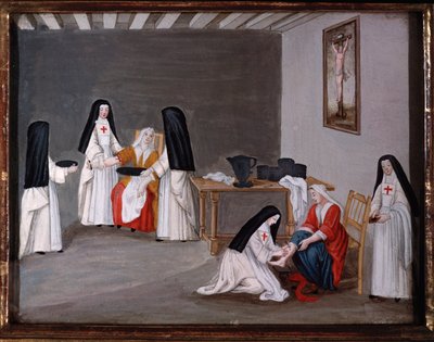A Port-Royal-des-Champs-i apátság apácái beteg emberekről gondoskodnak (festmény alkotó: Madeleine (attr. to) Boullogne