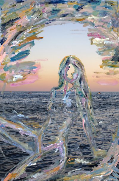 Miami Sunset Silhouette, 2021 (akril festék archív pigmentnyomaton) alkotó: Madeleine Gross