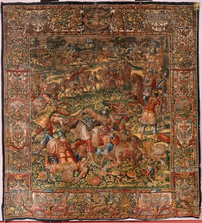 Egyházmegyei múzeum (Egyházmegyei Múzeum). Flamand kárpit. Brüsszel. François Geubels műhely. sorozat: Gideon története. A midianiták veresége (a midiániták veresége). Selyem és gyapjú. Vincent Rock sernai püspök hagyatéka. Barokk. 1534-1571, a alkotó: Maerten van Heemskerck