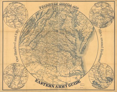 Önkéntes milícia és a keleti hadsereg kalauza. Százötven mérföldnyire Richmond környékén. alkotó: Magnus Charles