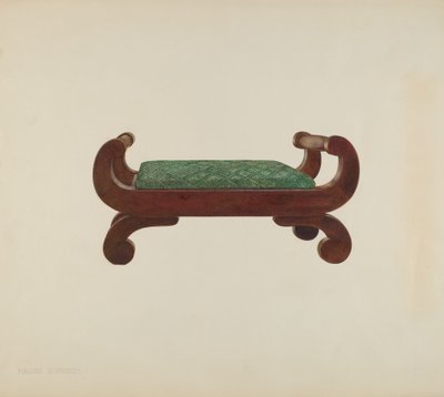 Lábzsámoly - mahagóni lószőrborítással, c. 1939. alkotó: Magnus S. Fossum