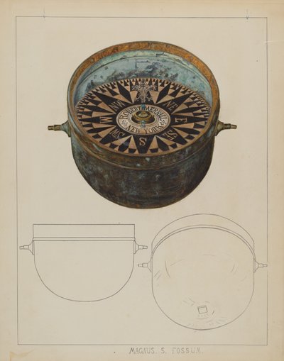 Hajóiránytű, c. 1937. alkotó: Magnus S. Fossum