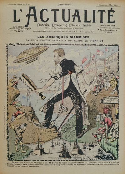 Karikatúra a Panama-csatorna építkezéséről és az azt körülvevő médiavisszhangról, a LActualite magazin borítója, 1902. március 9. alkotó: Henri Maigrot