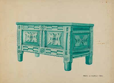 Ruházati láda vagy takaró, c. 1937. alkotó: Majel G. Claflin