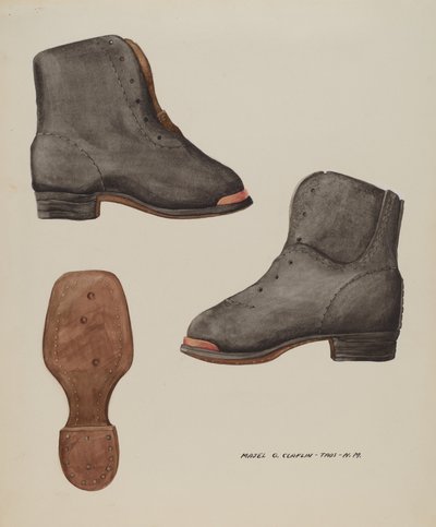 Réz orrú gyerekcipő, c. 1937. alkotó: Majel G. Claflin