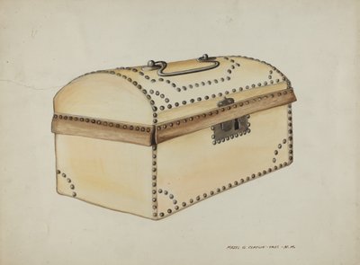 Bőr borítású doboz, c. 1937. alkotó: Majel G. Claflin