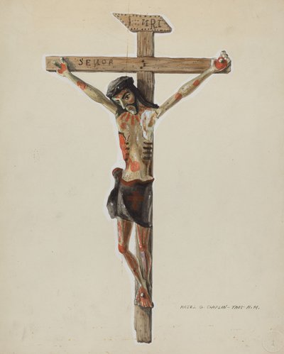 Festett fa feszület, c. 1939. alkotó: Majel G. Claflin