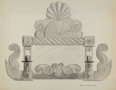Ón tükörkeret 2 gyertyatartóval, c. 1937. alkotó: Majel G. Claflin