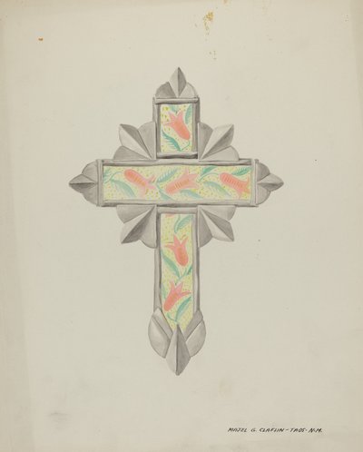 Tin & Wall Paper Cross, c. 1937. alkotó: Majel G. Claflin