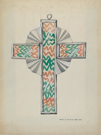 Ón és festett üvegkereszt, c. 1937. alkotó: Majel G. Claflin