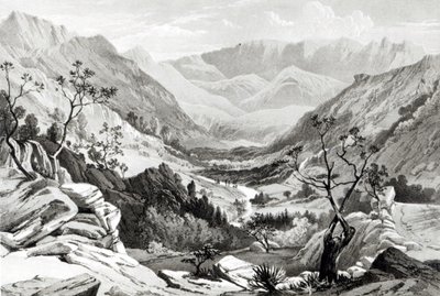 Kilátás Senafe és Rahaguddy között, James Ferguson metszetében (litográfia) alkotó: Major A.G.F. Hogg