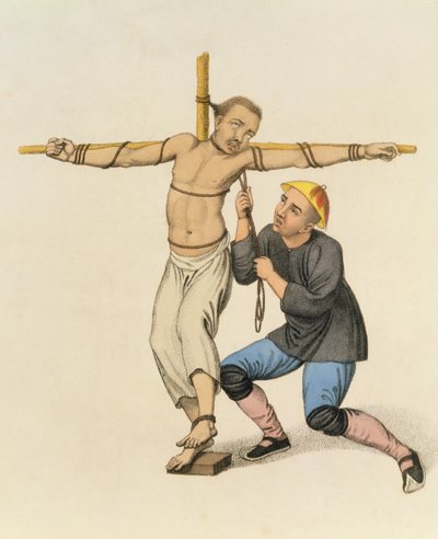 The Capital Punishment of the Cord, 21. lemez a „The Punishments of China”-ból, J. Dadley metszet alkotó: Major George Henry Mason