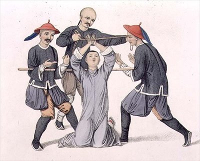 Az ujjak kínzása, 10. lemez a „Kína büntetéseiből”, J. Dadley metszet alkotó: Major George Henry Mason