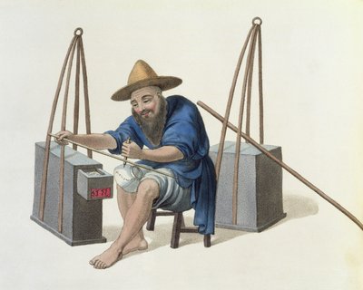 Porcelán javító, 28. tábla a „Kína jelmeze”-ből, J. Dadley metszet, 1800 alkotó: Major George Henry Mason