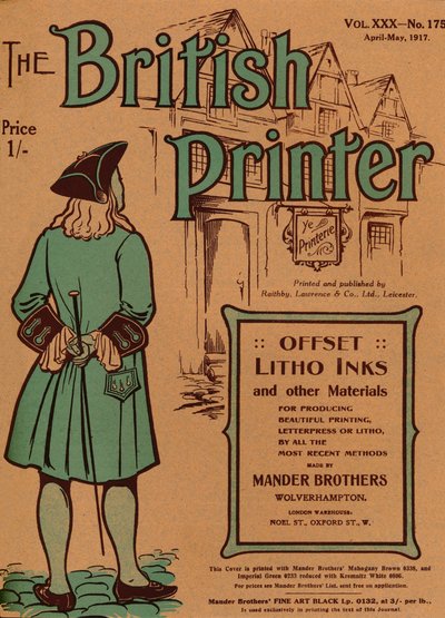 The British Printer Vol. XXX – 175. szám április-május, 1917. borító, 1917 alkotó: Mander Brothers