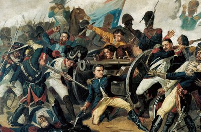 A spanyol függetlenségi háború (1808-1814) a lakosság fellázad I. Napóleon francia megszállása ellen (részlet) alkotó: Manuel (after) Castellano