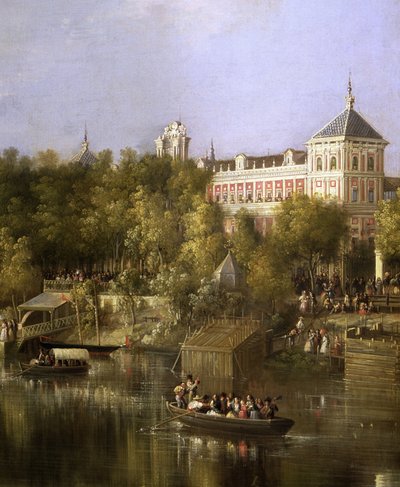 A Guadalquivir, részlet, móló és a San Telmo palota Sevillában alkotó: Manuel Barron