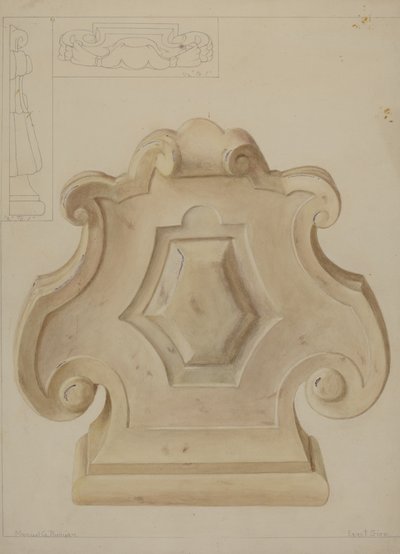 Márványdísz a kandallópárkány tetejéről, c. 1937. alkotó: Manuel G. Runyan