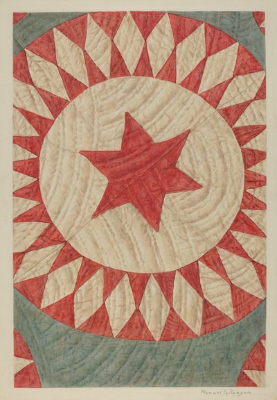 Star & Ring Quilt, c. 1938. alkotó: Manuel G. Runyan