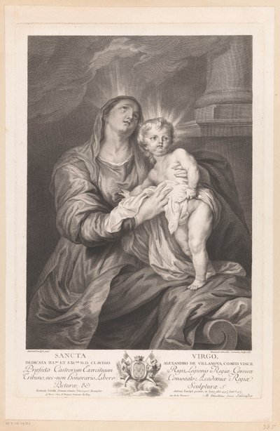 Mária a gyermek Krisztussal Sancta Virgo (cím a tárgyon) alkotó: Manuel Salvador Carmona