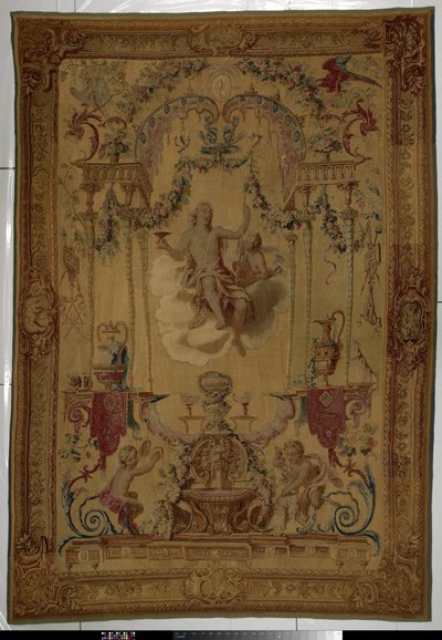 Gobelin Bacchusszal, mint az ősz megszemélyesítője Portières des dieux (sorozat címe) alkotó: Manufacture Royale des Gobelins