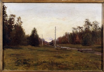 Táj egy vonattal. Manuil Christoforovich Aladzhalov (1862-1934) festménye. Olaj, karton, 29,5 x 43,5 cm. Orosz művészet a huszadik század elején. Regionális Művészeti Múzeum, Plyos. ©FineArtImage/Leemage alkotó: Manuil Christoforovich Aladzhalov