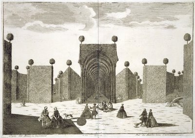 A Topiary Gardens a Villa Castellazzo örömeiből, Domenico Felice Leonarditól, 1743-ban alkotó: Marc