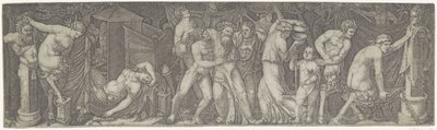 Bacchanal részeg Bacchusszal, szatírokkal és maenádokkal alkotó: Marcantonio Raimondi